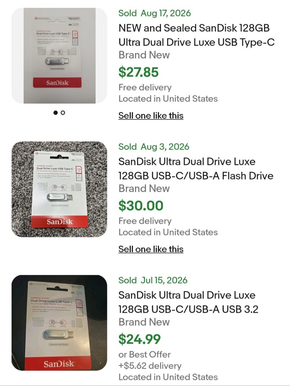 Andis (SanDisk-style) Silver USB Type-C Dual Drive 128GB - Picture 4 of 4